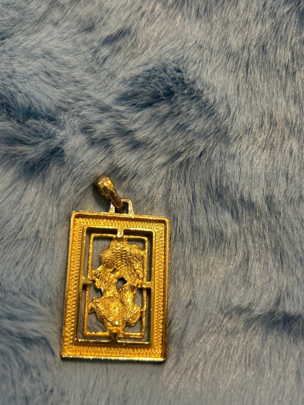 Vintage Gold Tone Rectangular Pendant Coral Enamel Flower Rhinestones